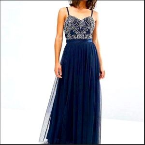 ASOS Maya Petite Maxi navy blue tulle dress